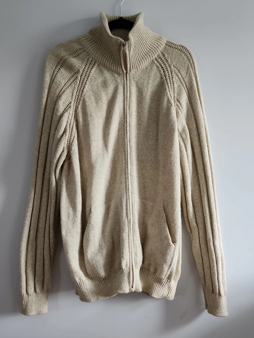 NWOT Boutique Argentinian Knit Full Zip Mock Neck Sweater Cardigan - Size Large